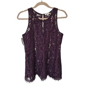 Wilfred Monnier Purple Lace Sleeveless Tank Top Blouse NWT RARE